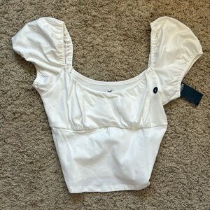 Hollister white crop tee